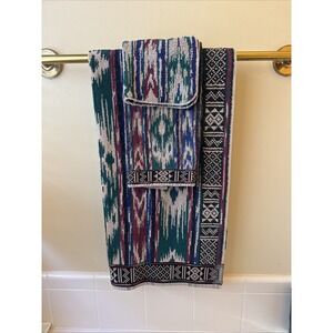 Vintage 80s Towel Set Of 3 Fieldcrest Striped Abstract Made in USA